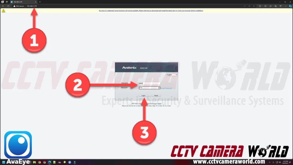 Login to the web interface of your NVR by typing it's address in a web browsers address bar and then type in the login credentials