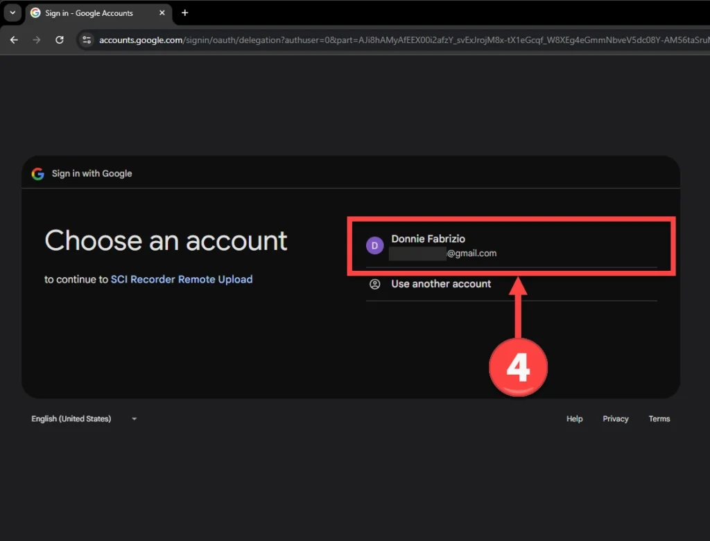 Choose the gmail account you want to use for cloud storage