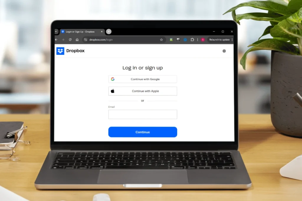 Sign up for a free Dropbox account using your email address, Google account, or Apple account