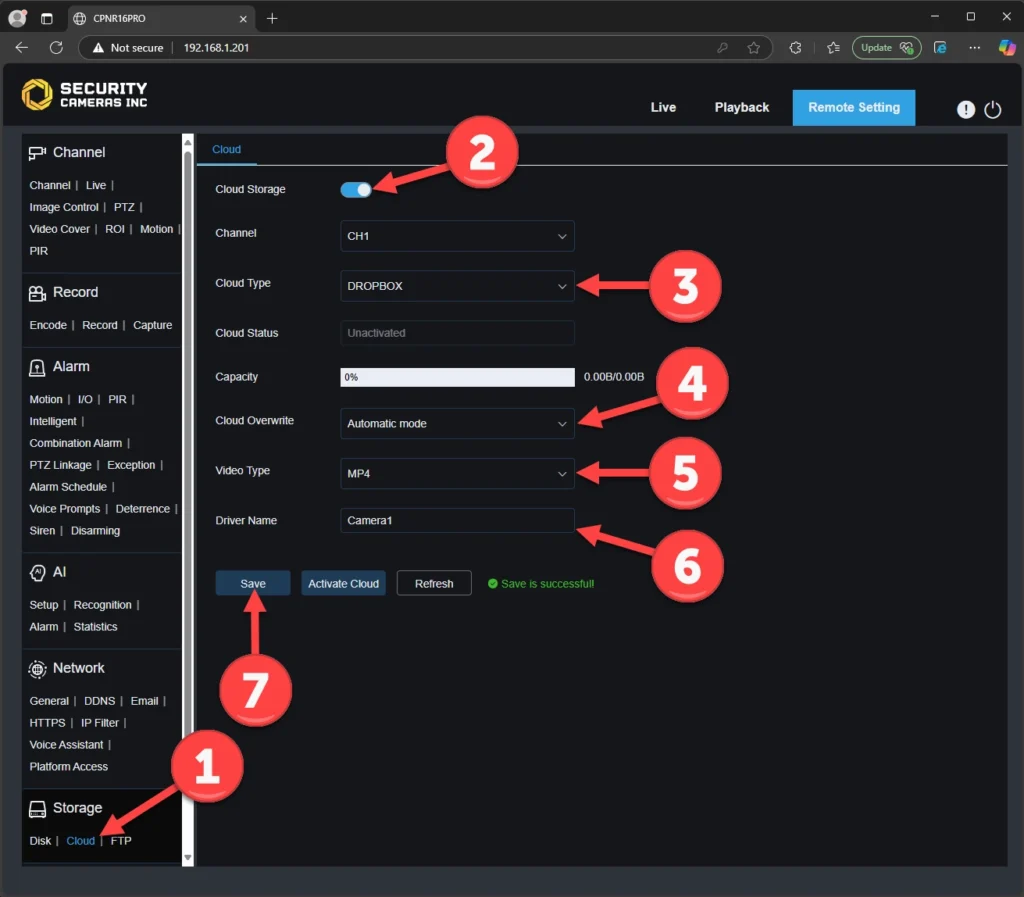 Customize the cloud recording settings