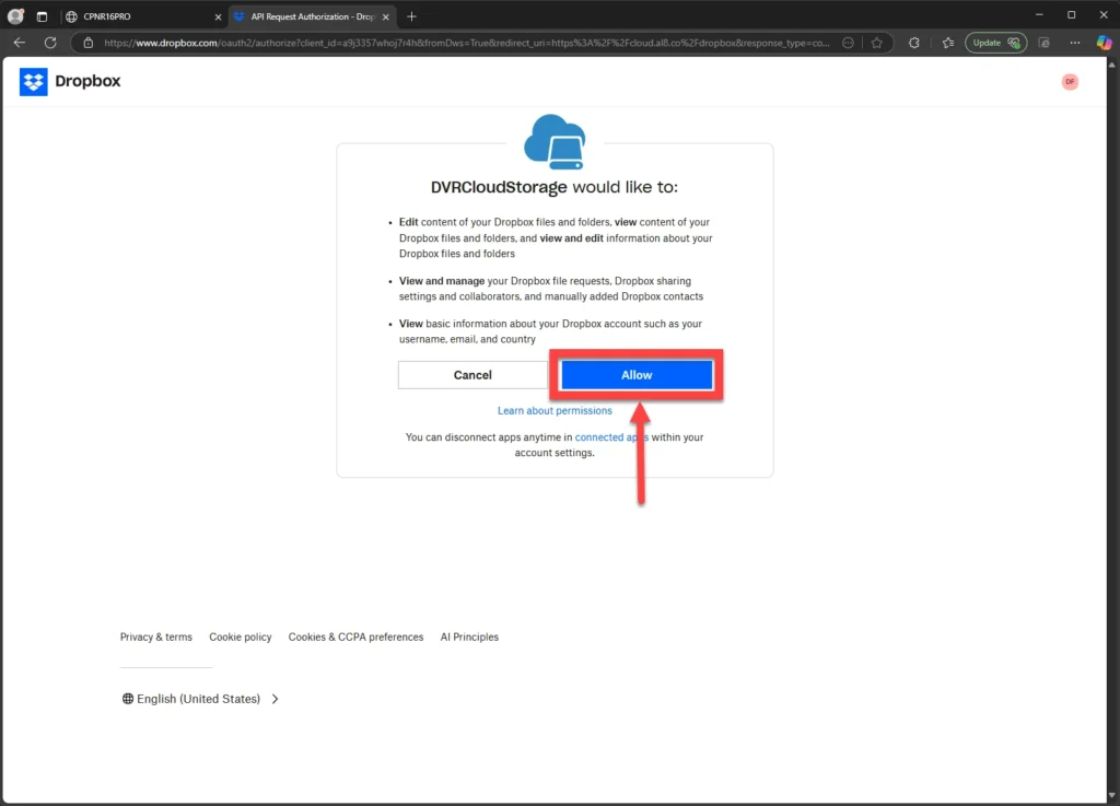 Click Allow to complete the pairing process