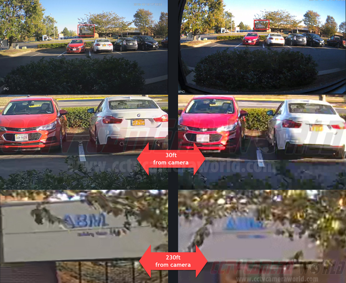 4K comparison 30ft and 230ft from cameras