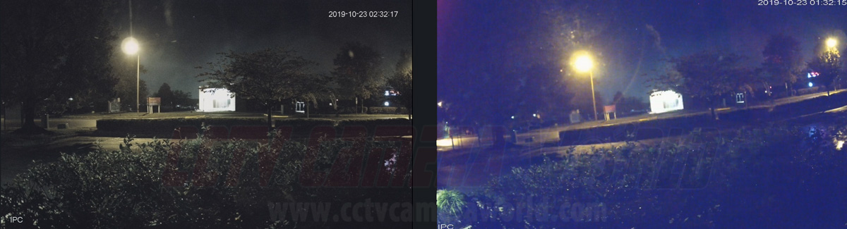 4K comparison of color night capture with ambient lighting