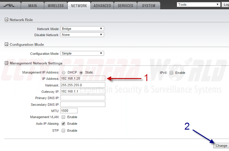 Change the Network Address on Wireless Radio
