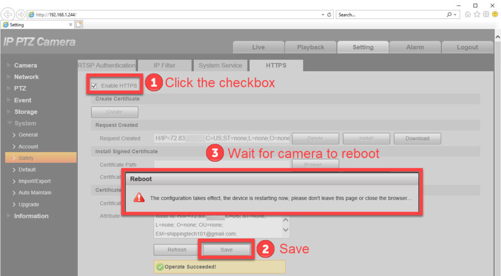 save and enable HTTPS