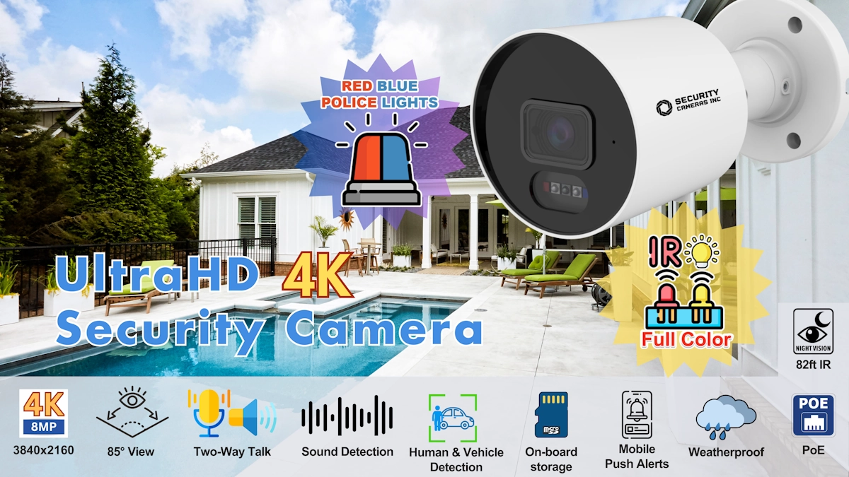Specifications for Best cheap 4K home security camera with siren and alarm lights - SC4KBLADAI