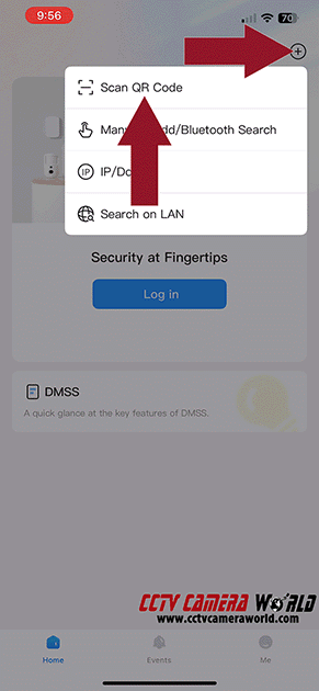 Adding a camera to DMSS is easy using the QR code or SN