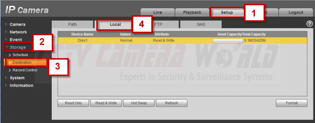 Navigating to Local Storage on an IP Security Camera