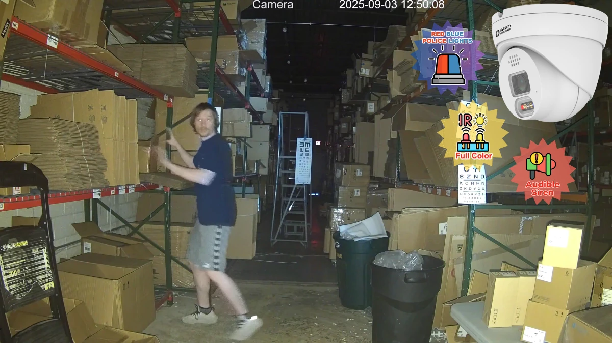An example of an active deterrence camera catching someone