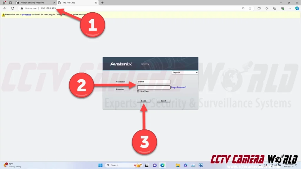 Login to the web interface of your PoE camera by typing it's address in a web browsers address bar and then type in the login credentials