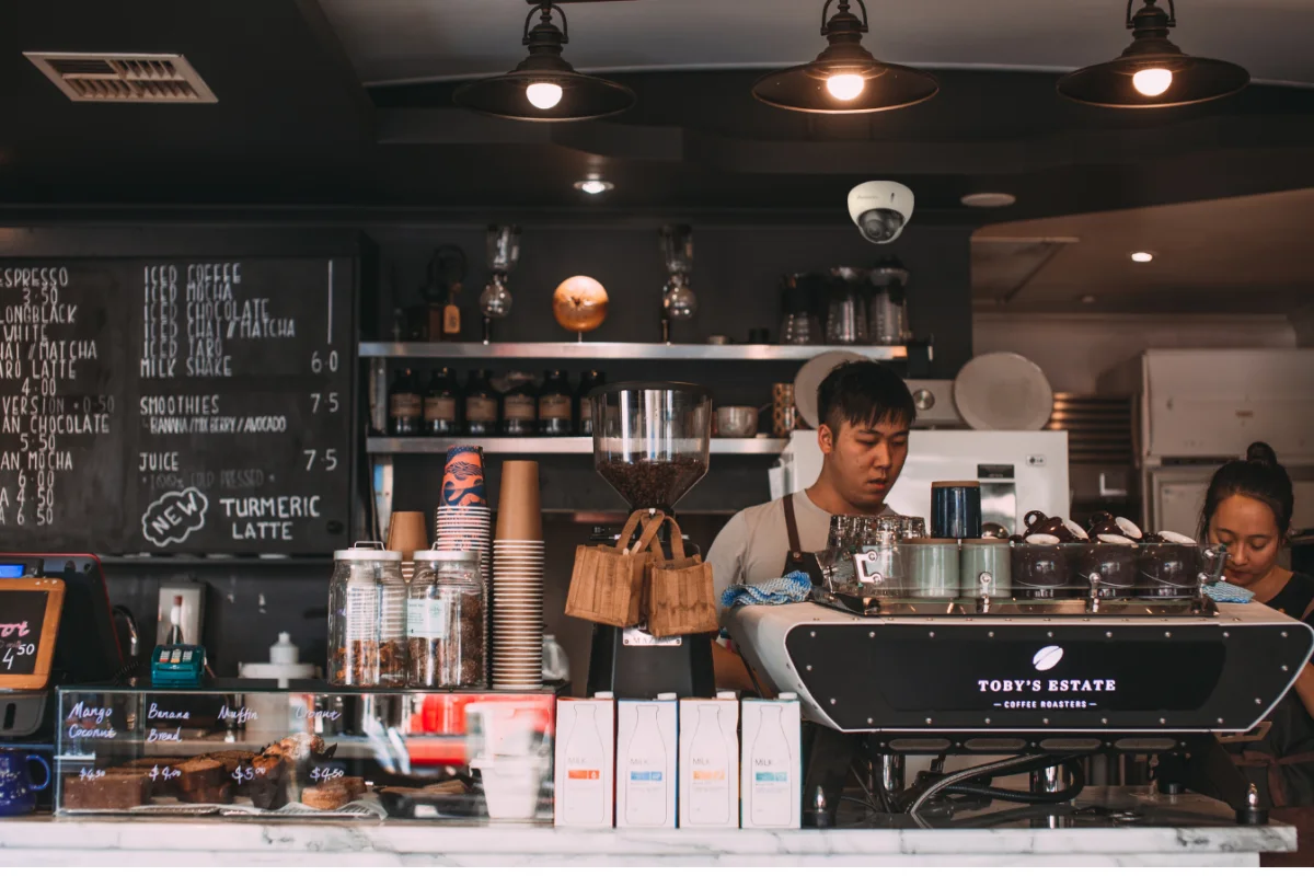 Coffee shop with an avalonix dome camera
