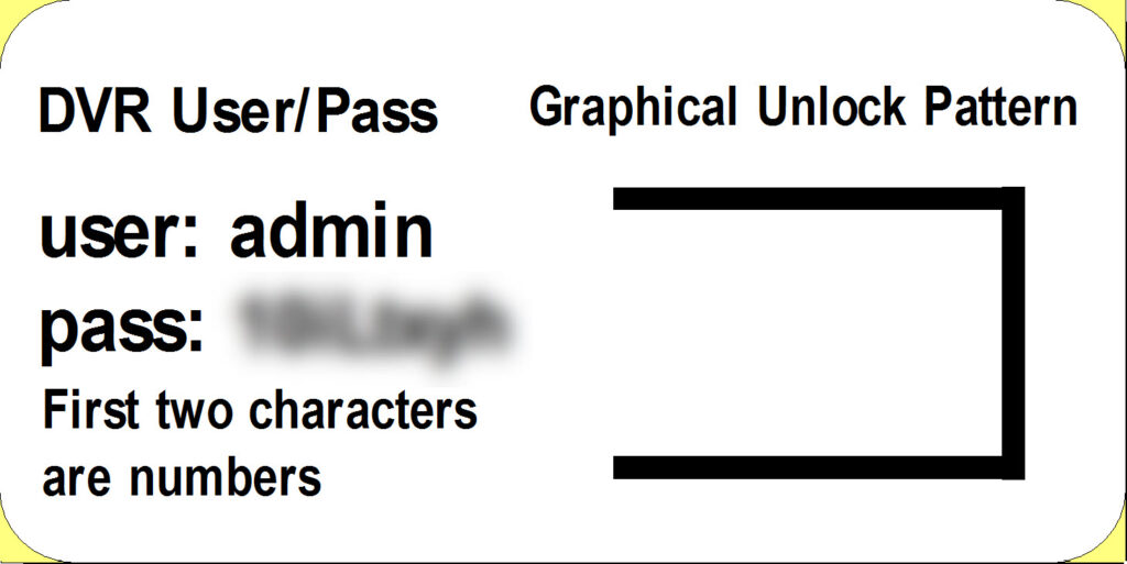 an example of our password label for dvrs and nvrs