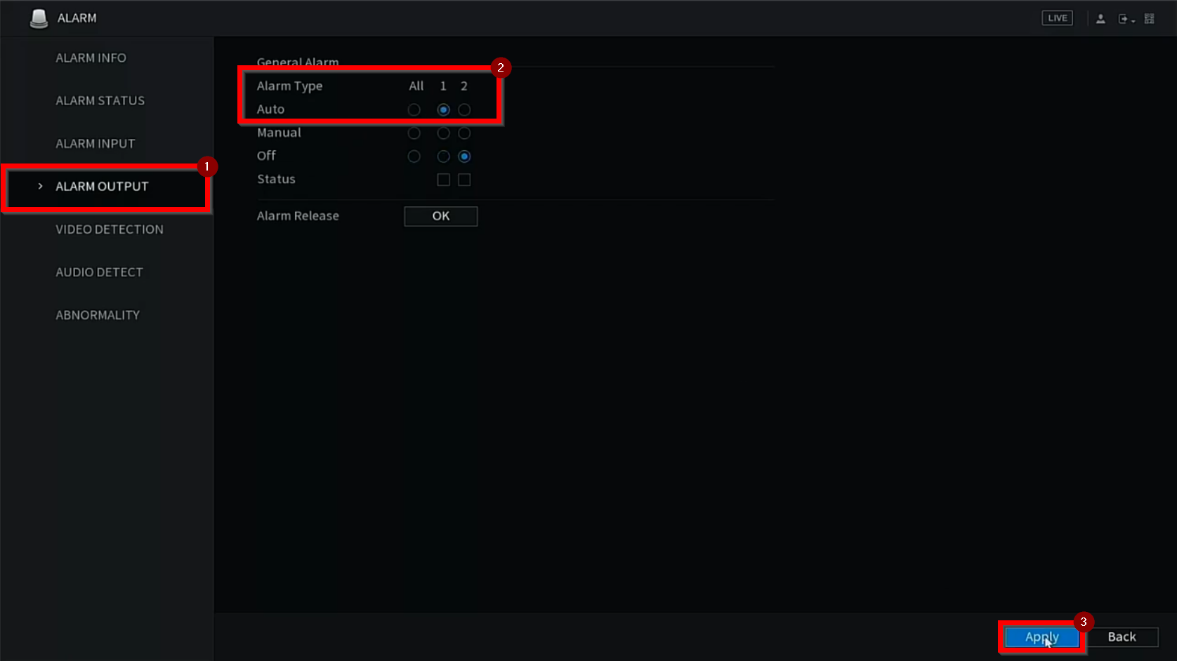 alarm output enable g2