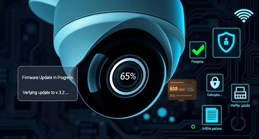 Firmware update taking place on network camera connected to security camera system