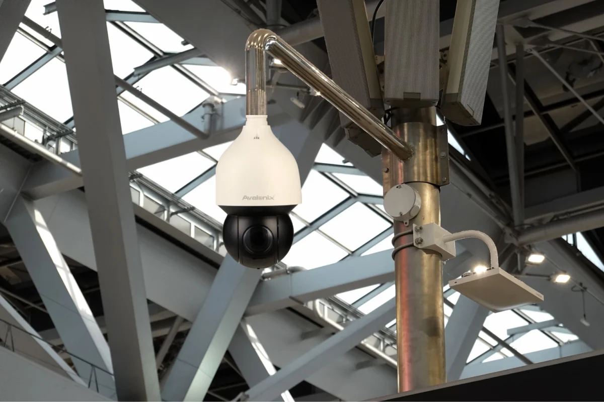 Avalonix PTZ camera mounted in an industrial building