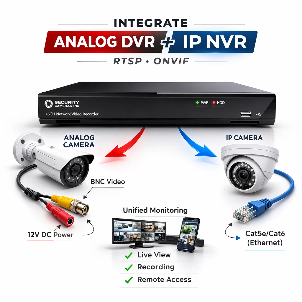 Integrate analog DVR and IP NVR into one NVR using RTSP and ONVIF