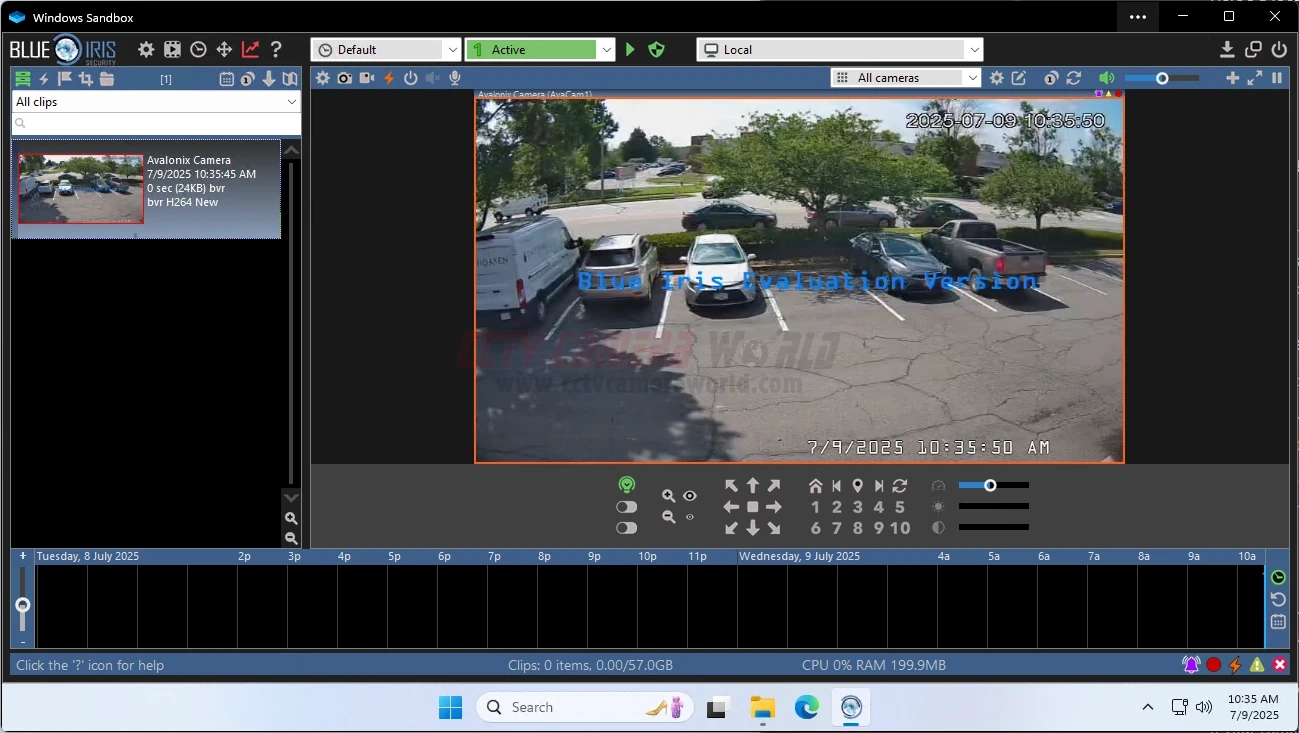 A live preview after adding a camera to Blue Iris