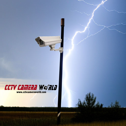 lightning and camera on a pole