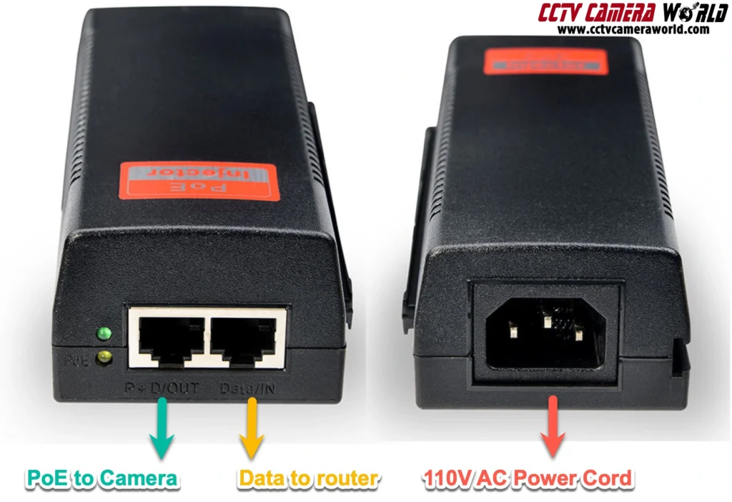 Connections on PoE injector
