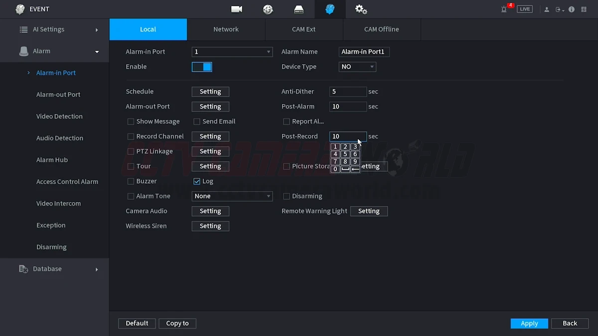 Adjust the Post-Record settings as needed