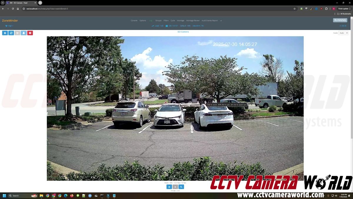 ZoneMinder live camera view