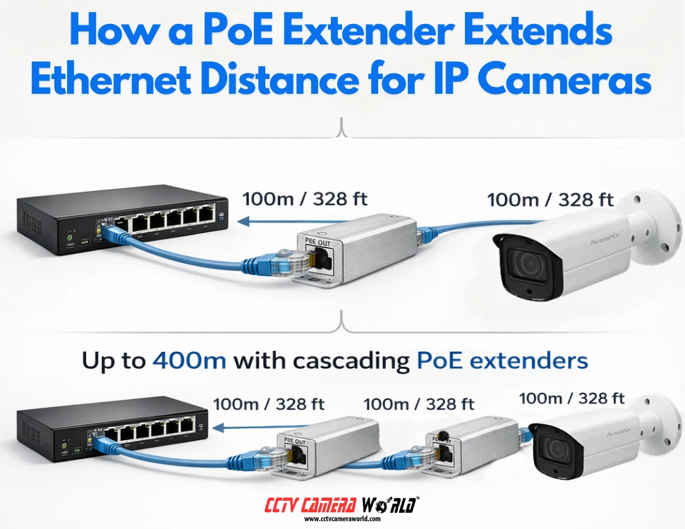 PoE extender installation diagram ethernet range
