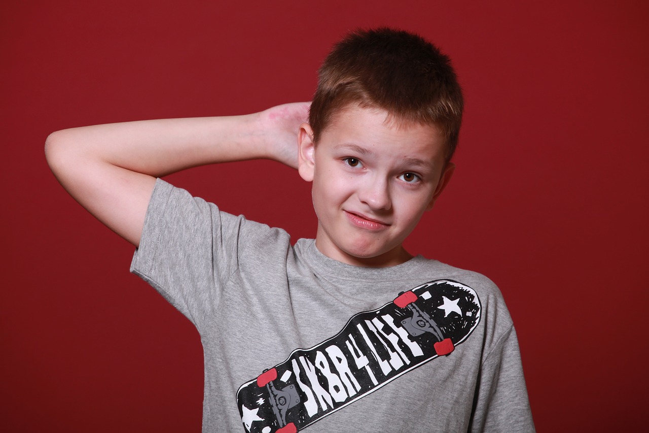 young boy thinking